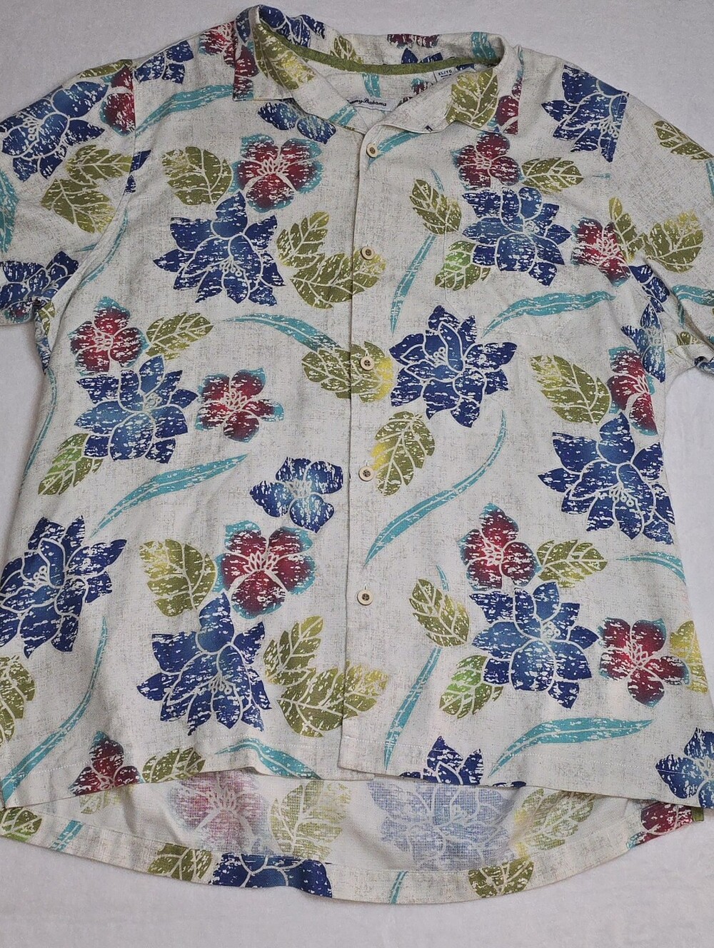 Tommy Bahama Camp Shirt - Aloha Wear - Earthy Botanical Floral Relaxed-  Size XL